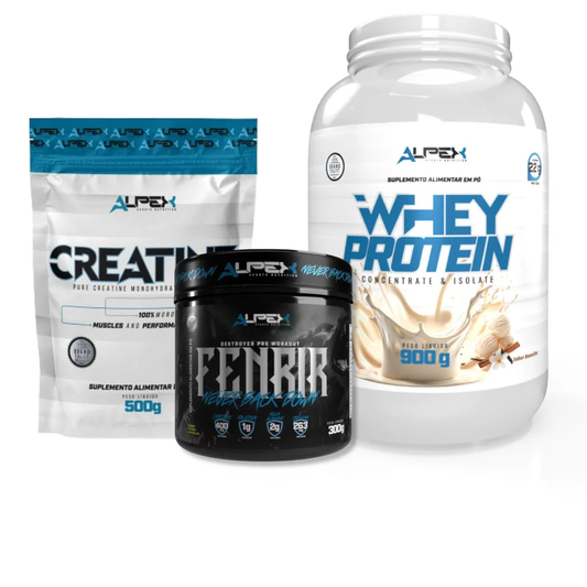 Kit Whey Protein + Creatina 500g + Pré Treino - Alpex