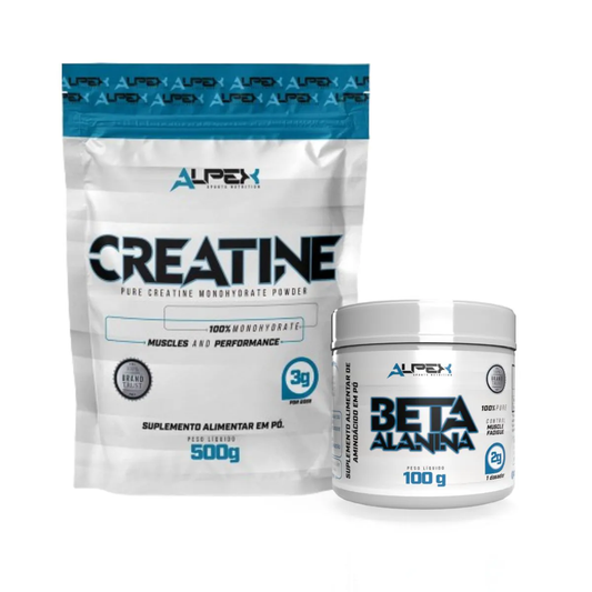 Kit Creatina Monohidratada 100% Pura 500g Alpex + Beta Alanina 100g Alpex