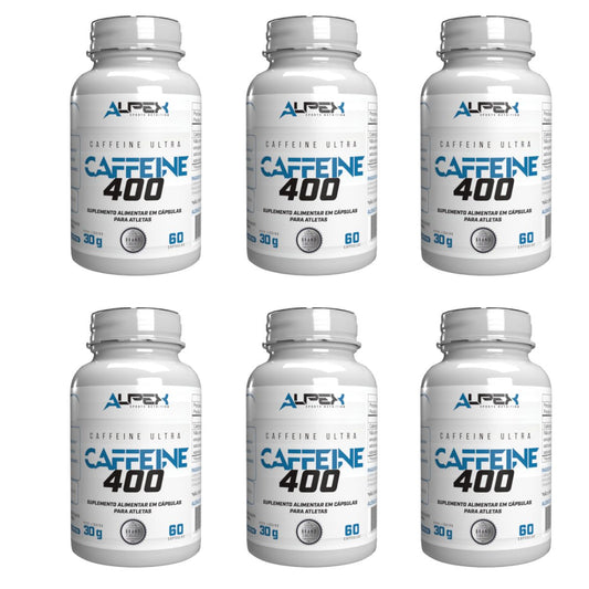 Kit 6 unidades Cafeína 400mg 60 Cápsulas Atacado - Alpex Sports Nutrition